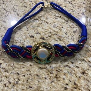 Vintage 1980s Colorful Nylon Braided Rope Chunky Belt with Medallion S